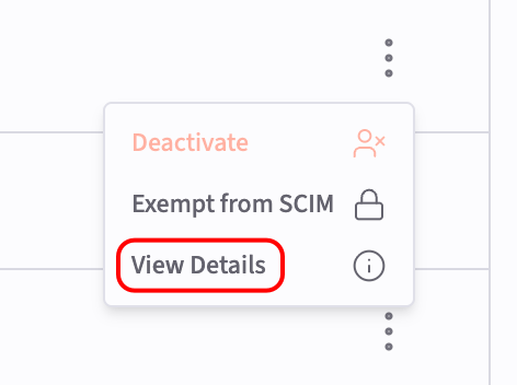 Screenshot of the View Details option for a user