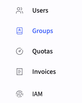 Screenshot of the Groups option in the IAM sidebar