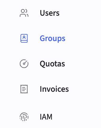 Groups option in the IAM sidebar