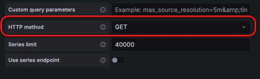 Configure the HTTP method to use GET.