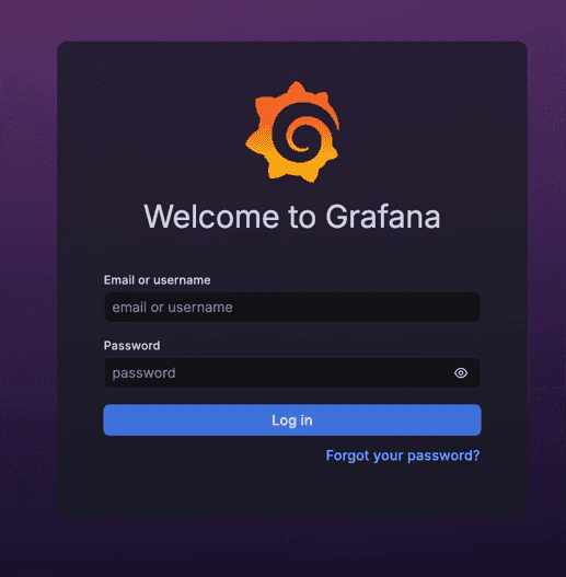Grafana login page.