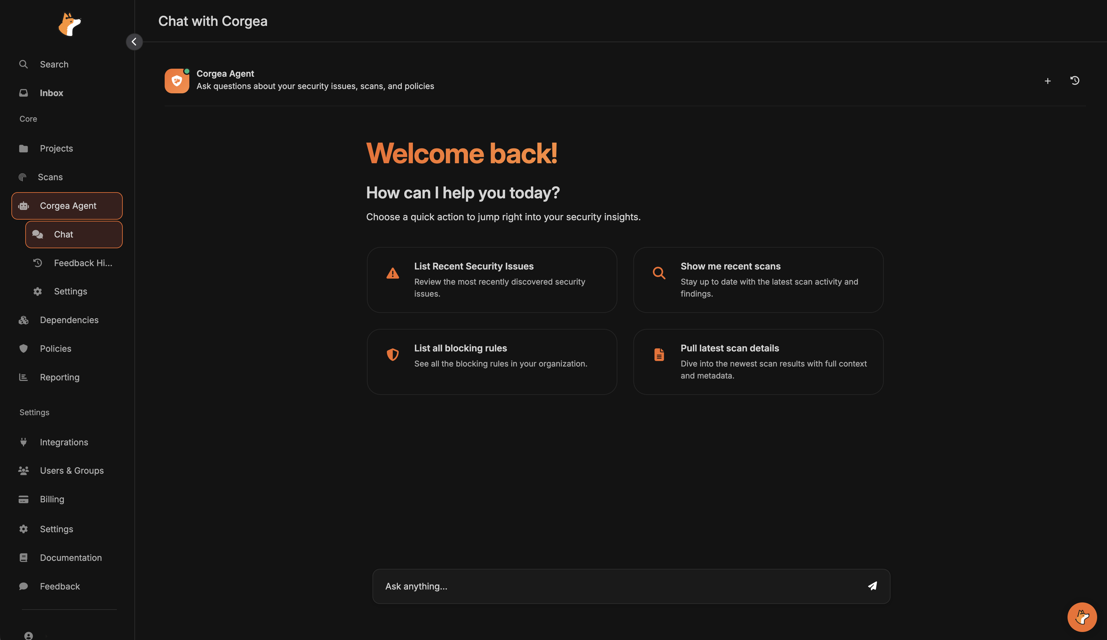 Corgea Agent Web Chat Interface