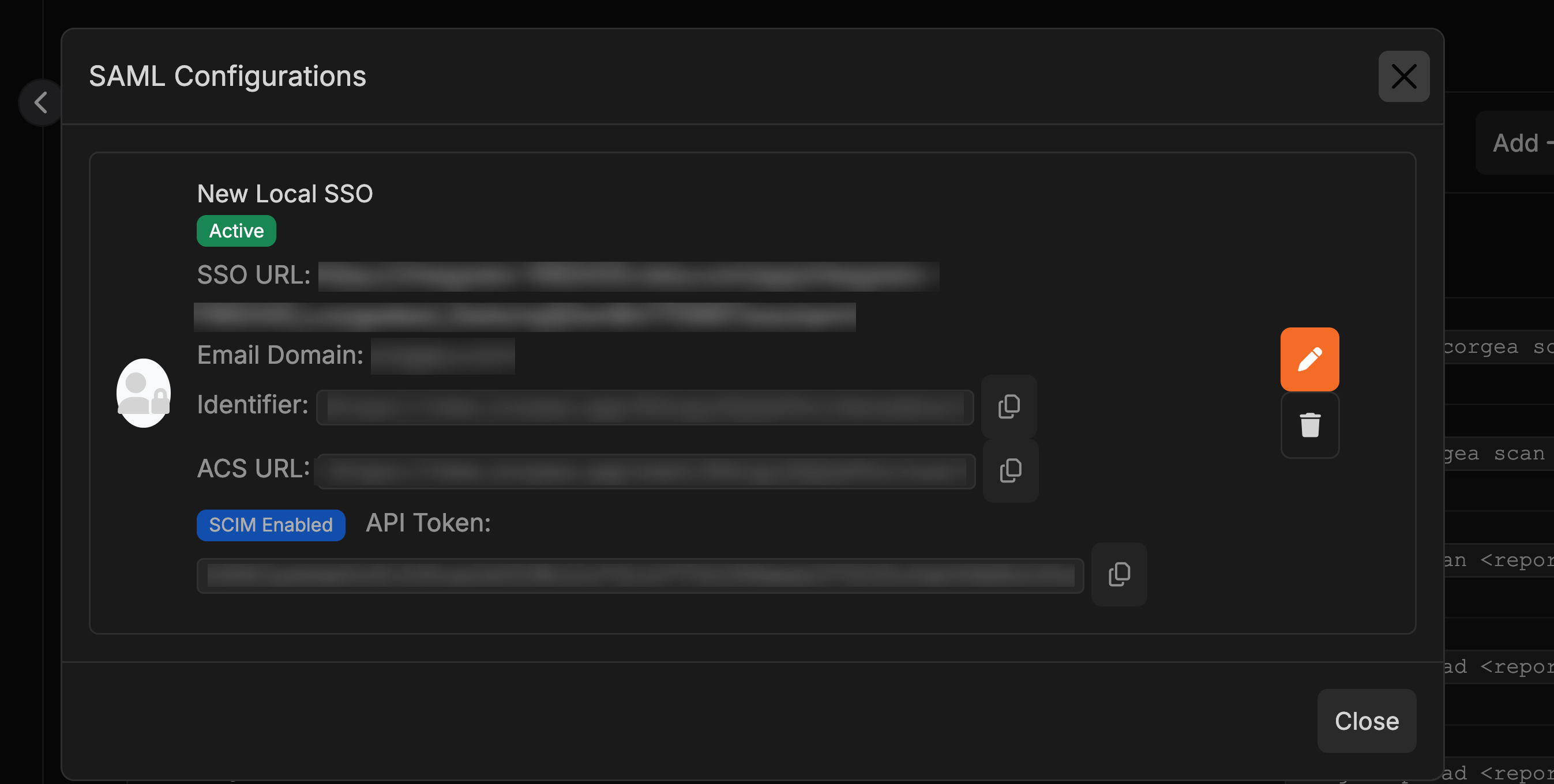 SCIM Token in SSO Modal