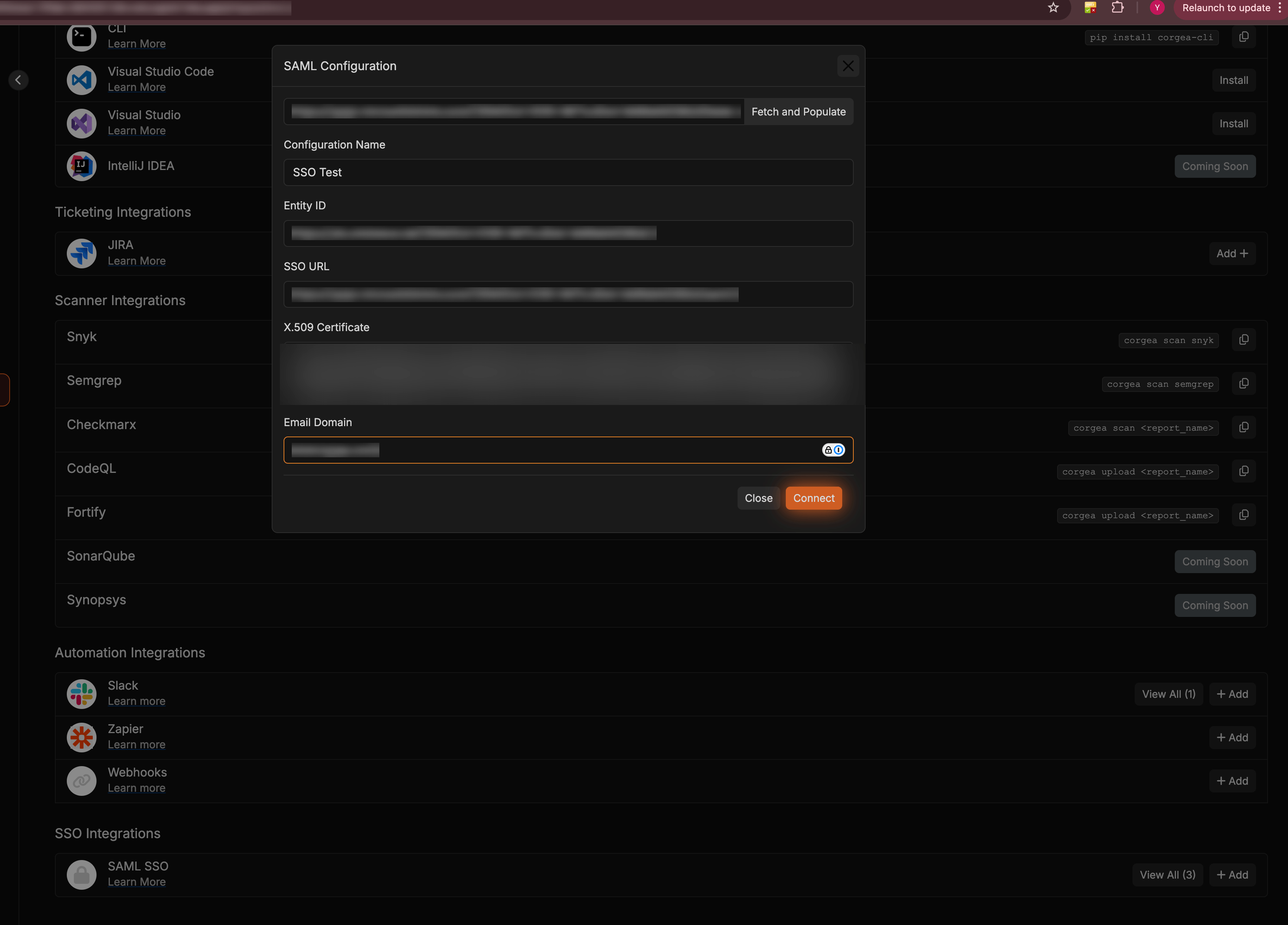 Populate Azure on Corgea