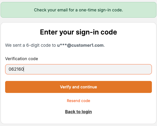 Enter your sign-in code with a verification code filled in