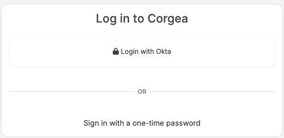 SSO login page with Sign in with a one-time password