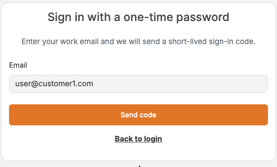 Sign in with a one-time password email form