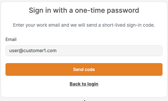 Sign in with a one-time password email form