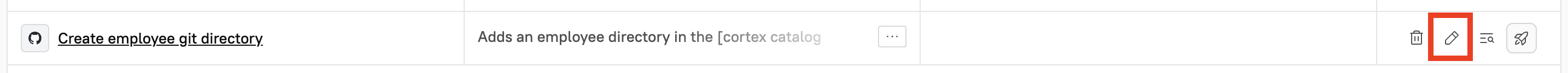 The 'Pencil' icon next to a Scaffolder template.