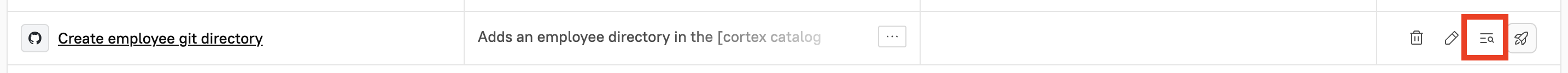 The 'Preview' icon next to a Scaffolder template.