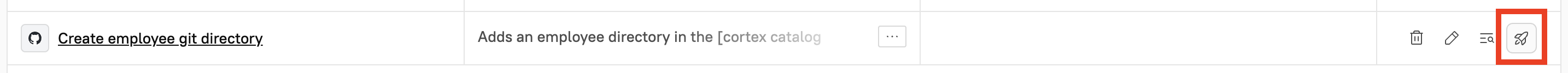 The 'Rocket ship' icon next to a Scaffolder template.