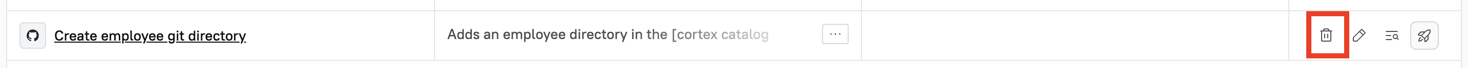 The 'Trash' icon next to a Scaffolder template.
