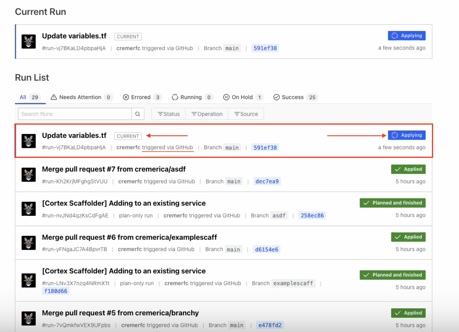 In Terraform, verify that your changes have applied.