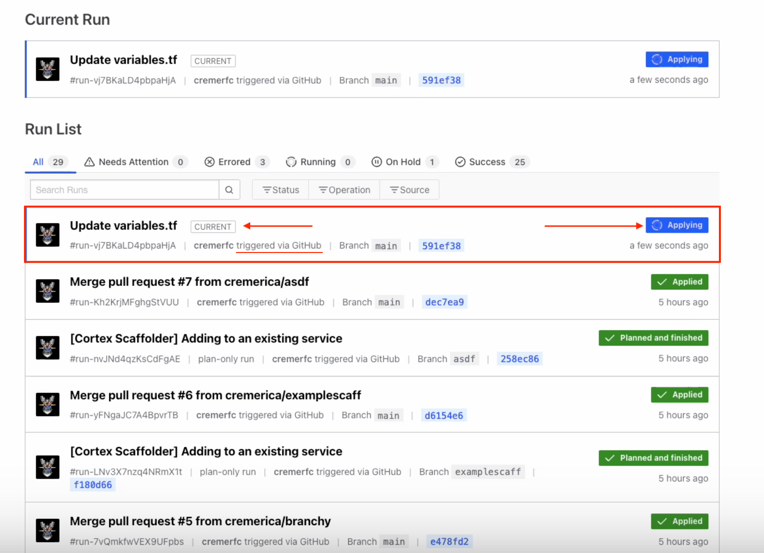 In Terraform, verify that your changes have applied.