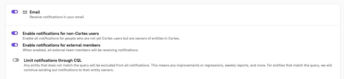 You can configure notification types in the Notification settings page.