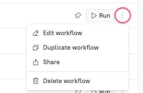 The 'Overflow' icon on the Workflows page.