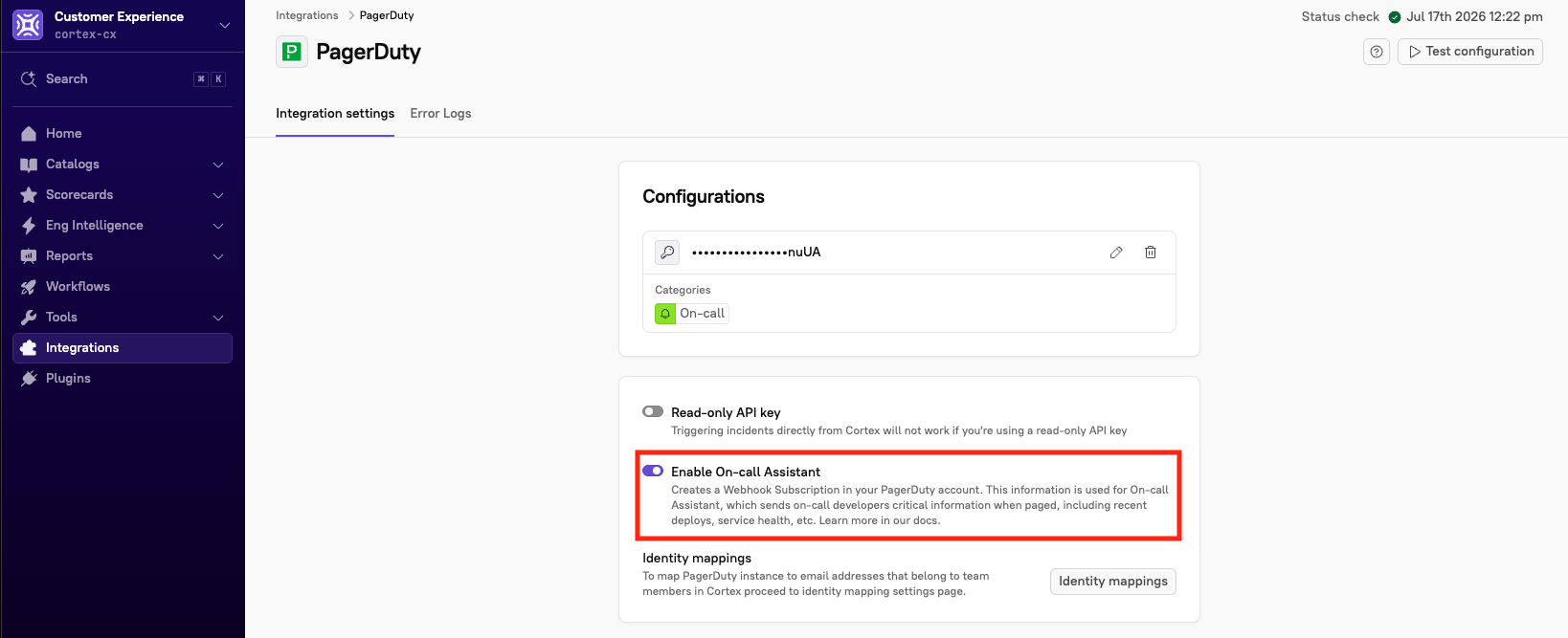 The 'Enable On-call Assistant' option toggled on.