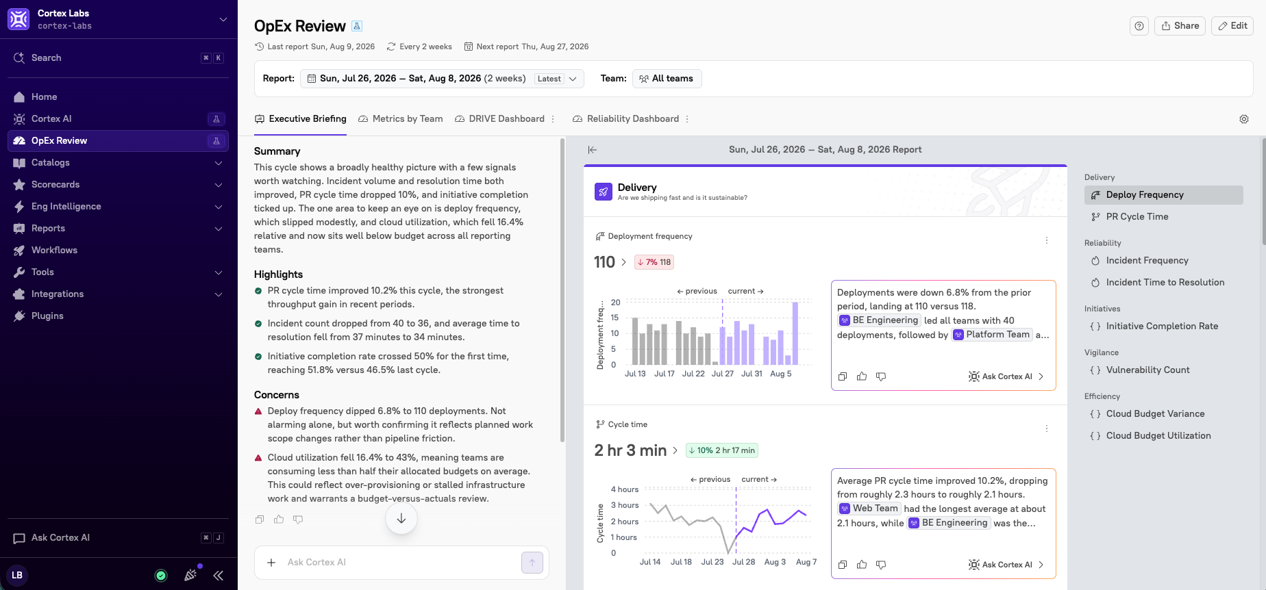 The OpEx Review page.