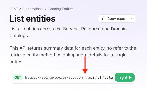 The selector icon in the base URL.