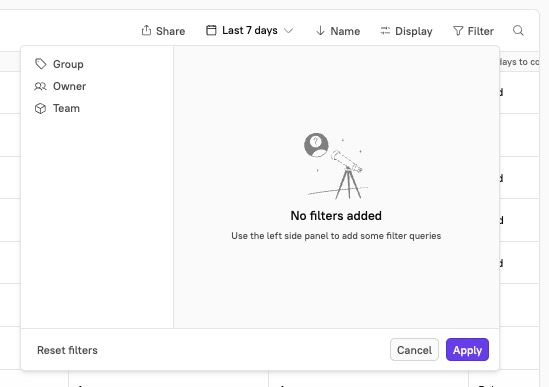 Click "Filter by"