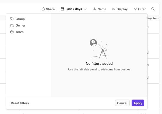 Click "Filter by"