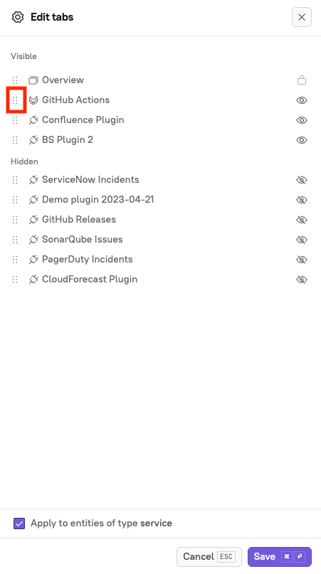 The Grip icon next to a plugin.