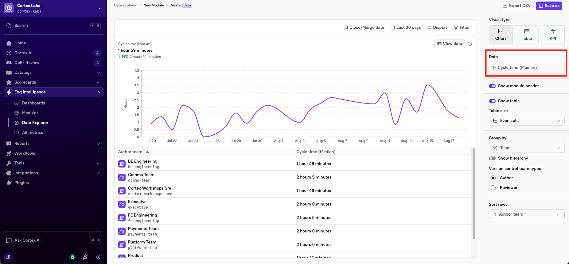 The 'Data' section in Data Explorer.