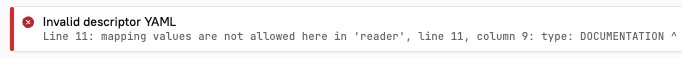 YAML fail message and icon.