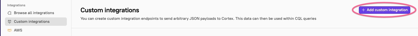 Click +Add custom integration.