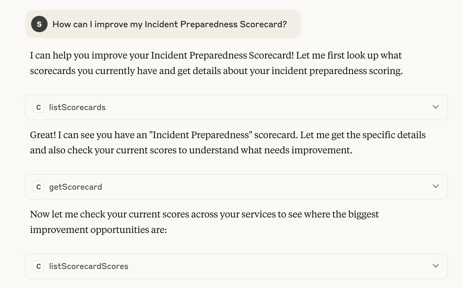 An MCP client calling Cortex APIs to answer a question about a Scorecard.
