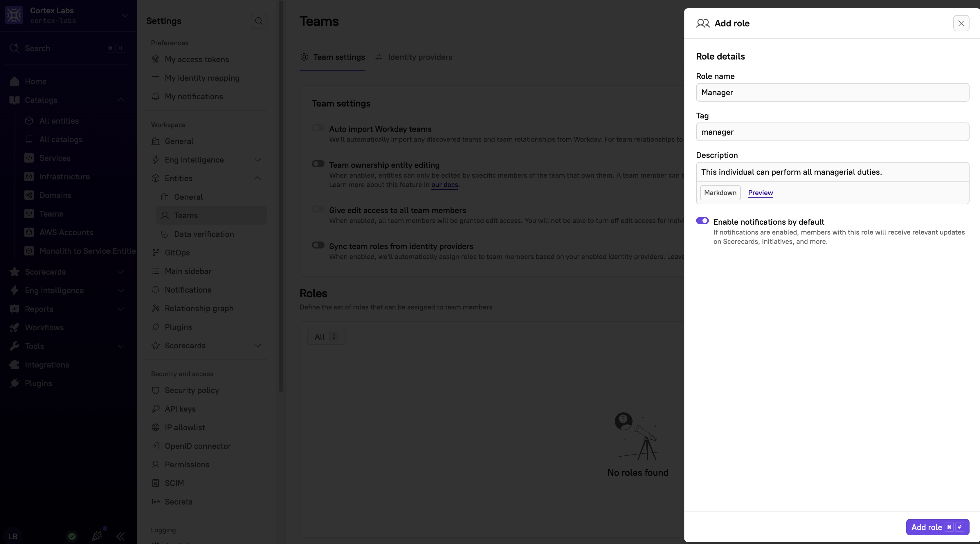 The 'Add role' pane.