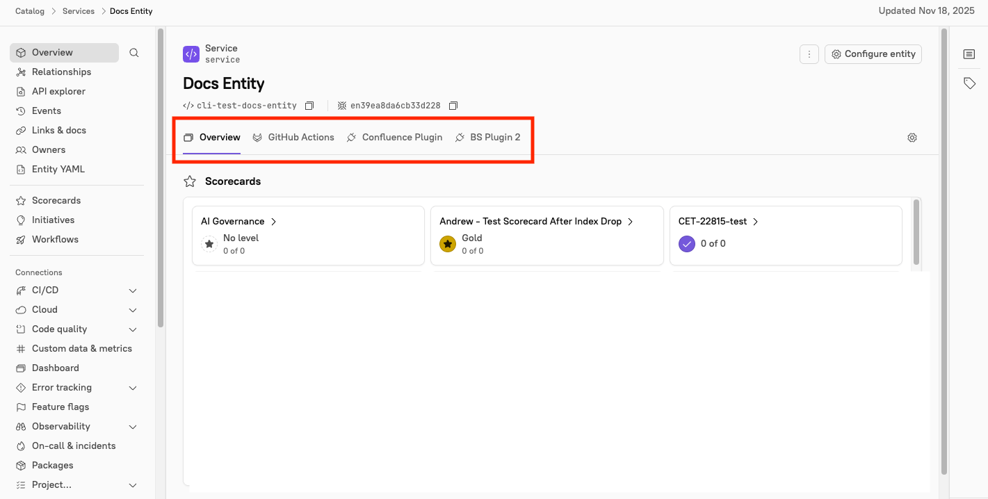 The pinned plugin tabs.