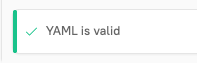 YAML success message and icon.