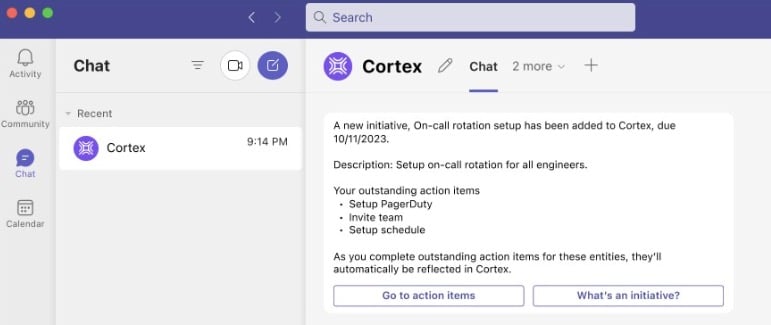 A notification in MS Teams includes actionable information.