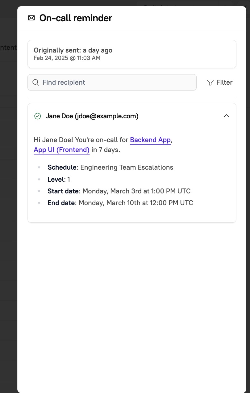 A side panel shows more details about the notification