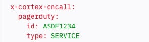 PagerDuty configuration in an entity descriptor YAML file.