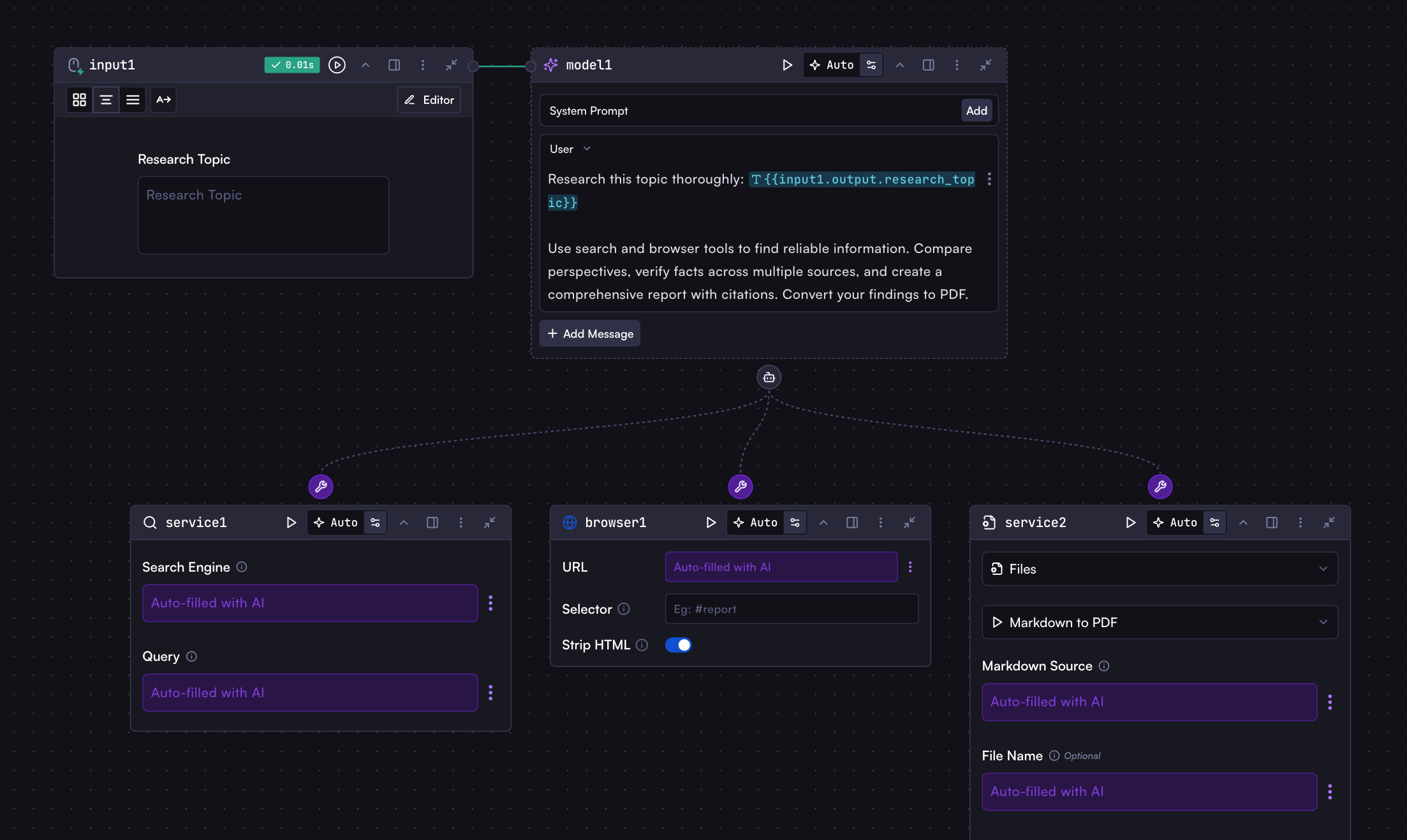 Screenshot showing the prompt being added to the model step