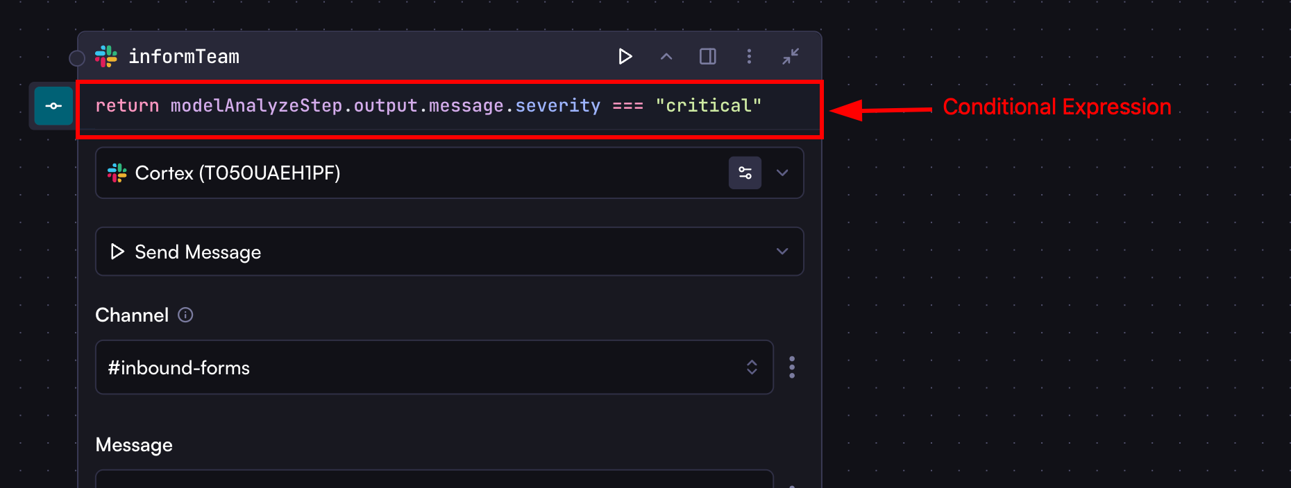 Enabling conditional on a step