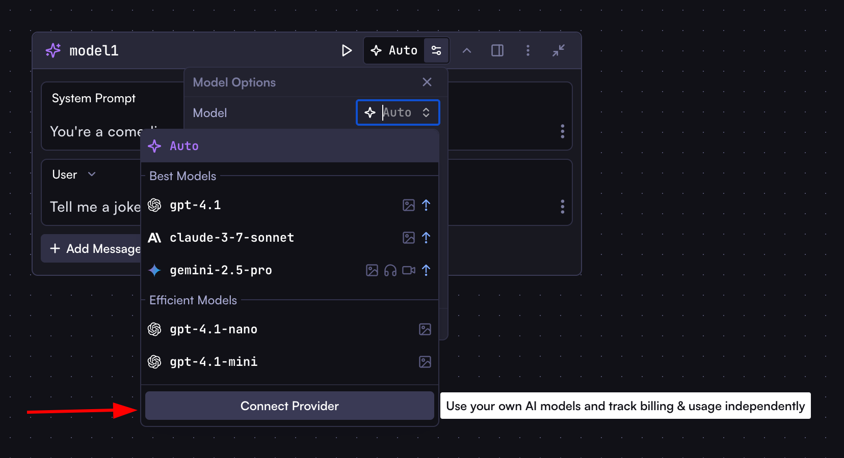 Connecting an AI provider