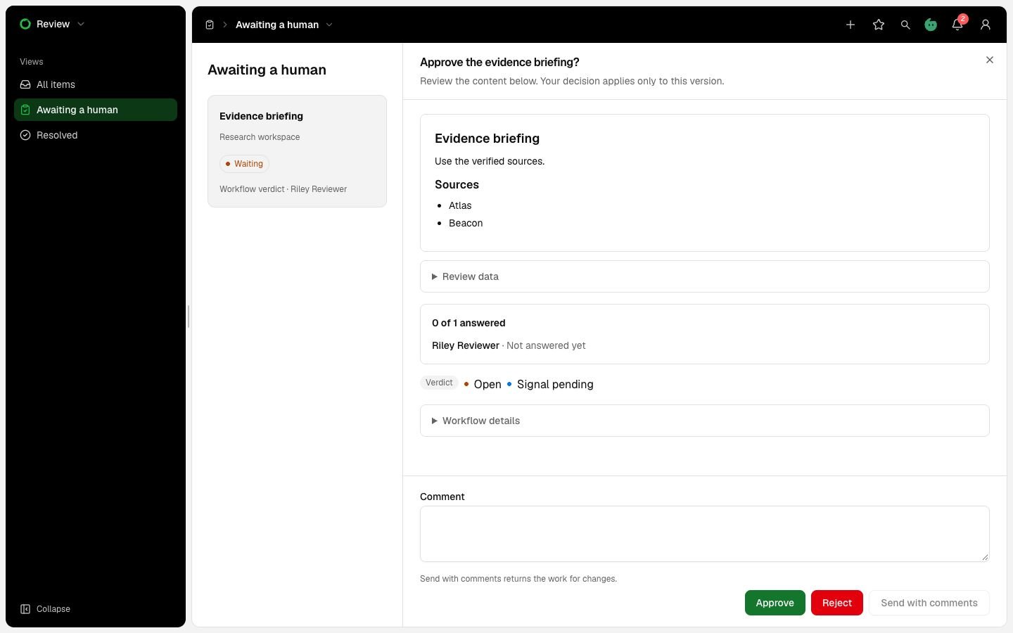 Decide an assigned review mockup.