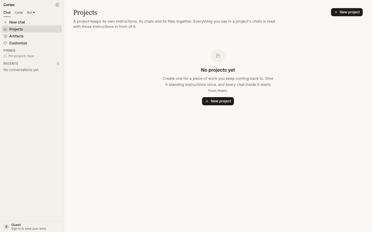 Projects — No projects yet. Create one for a piece of work you keep coming back to.