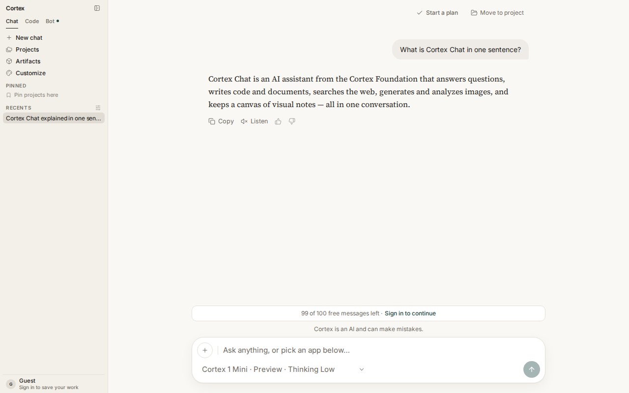 A Cortex Chat thread with a reply in the conversation pane