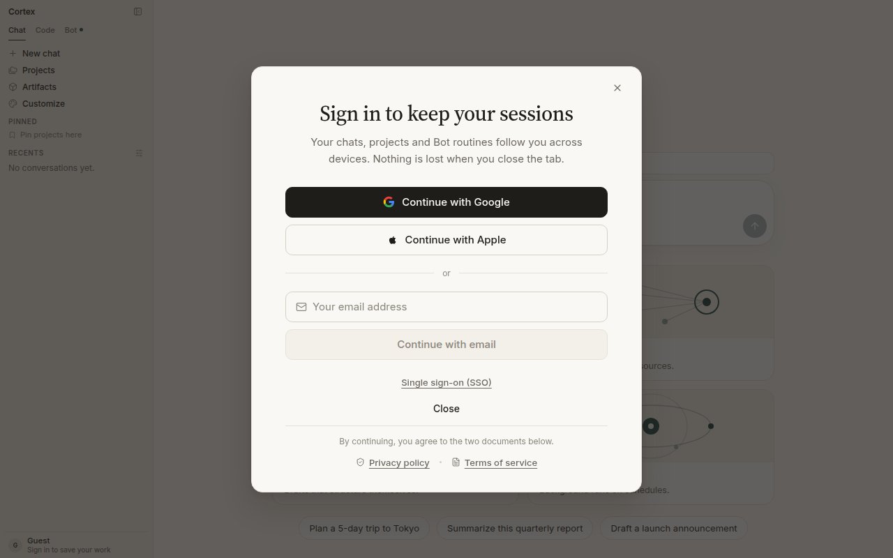 Sign in to keep your sessions — continue with Google, Apple, email, or single sign-on