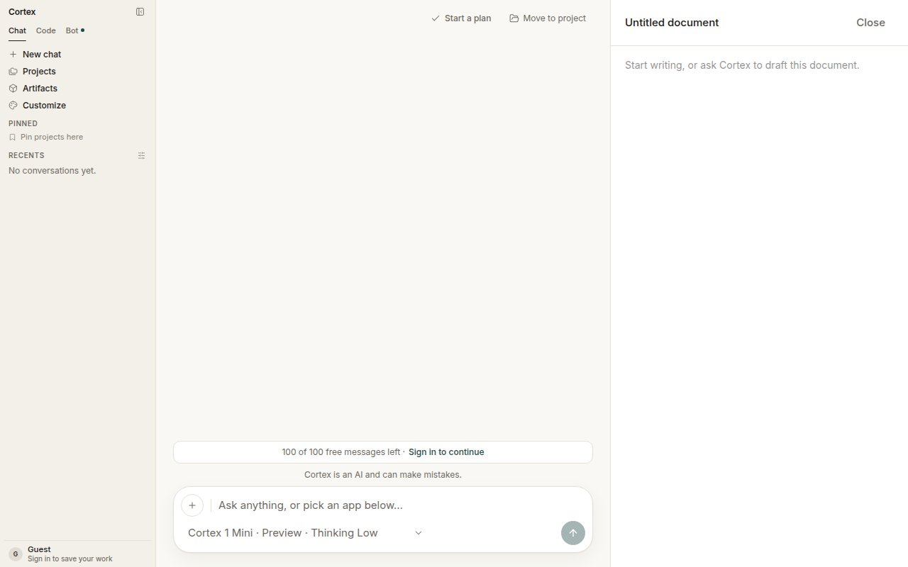 Chat with an Untitled document canvas open beside the conversation