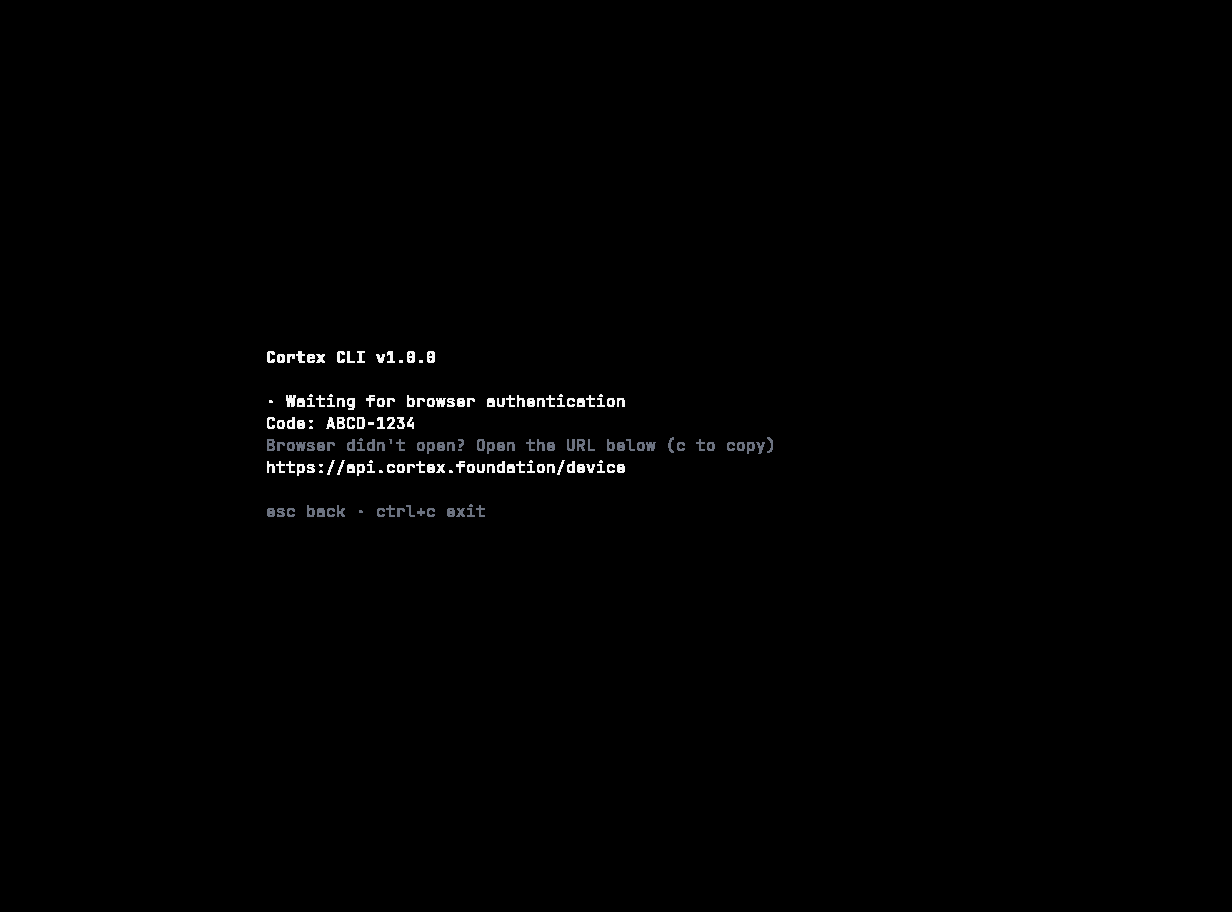 Waiting for browser authentication with a device code shown
