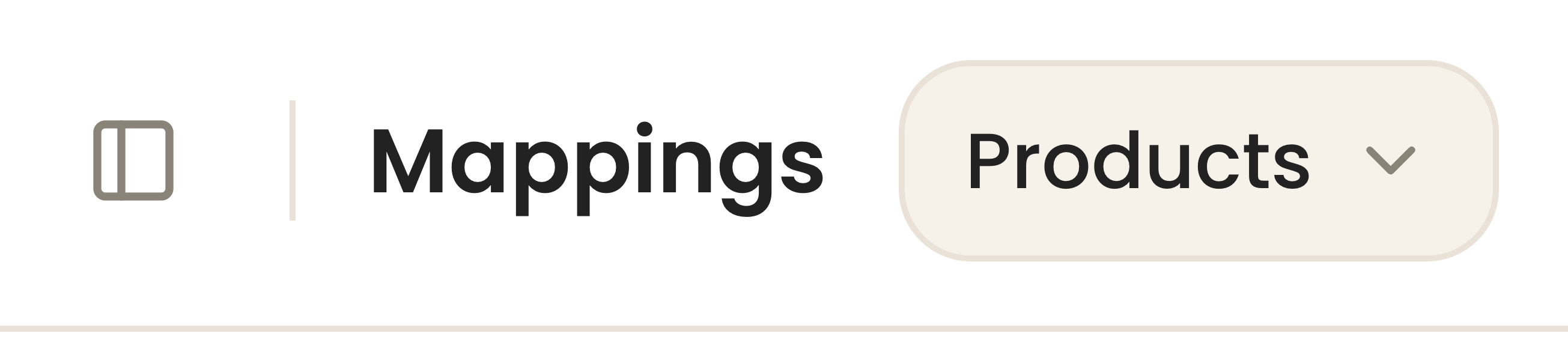 The concept switcher at the top of the Mappings view, set to Products