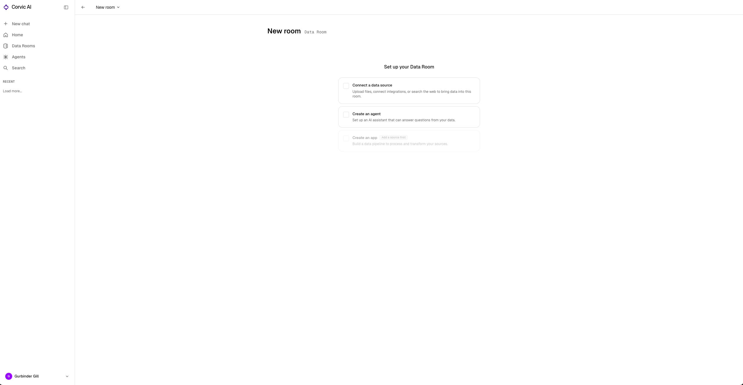 Empty Room Page ready for data sources