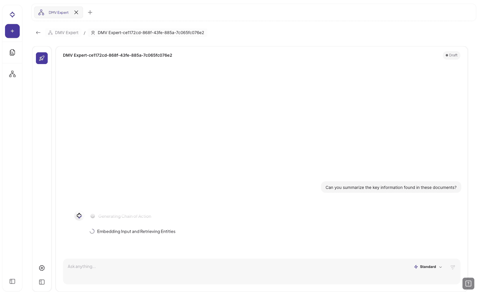 Agent chat execution interface