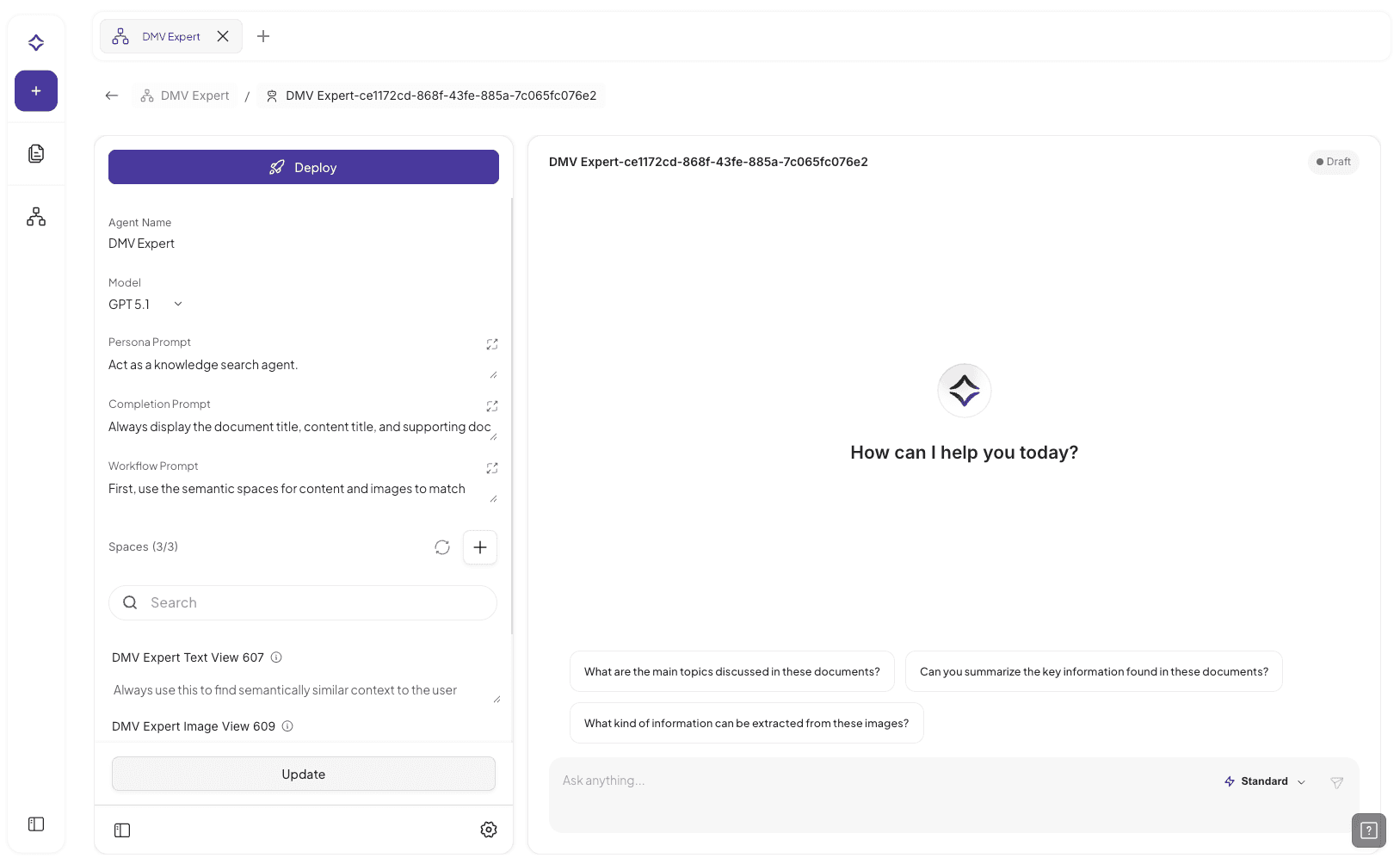 Agent configuration update interface