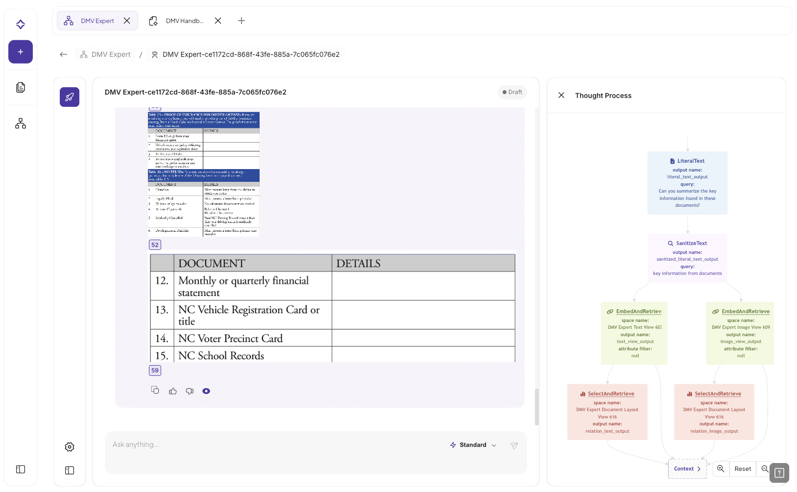 Agent thought process visualization